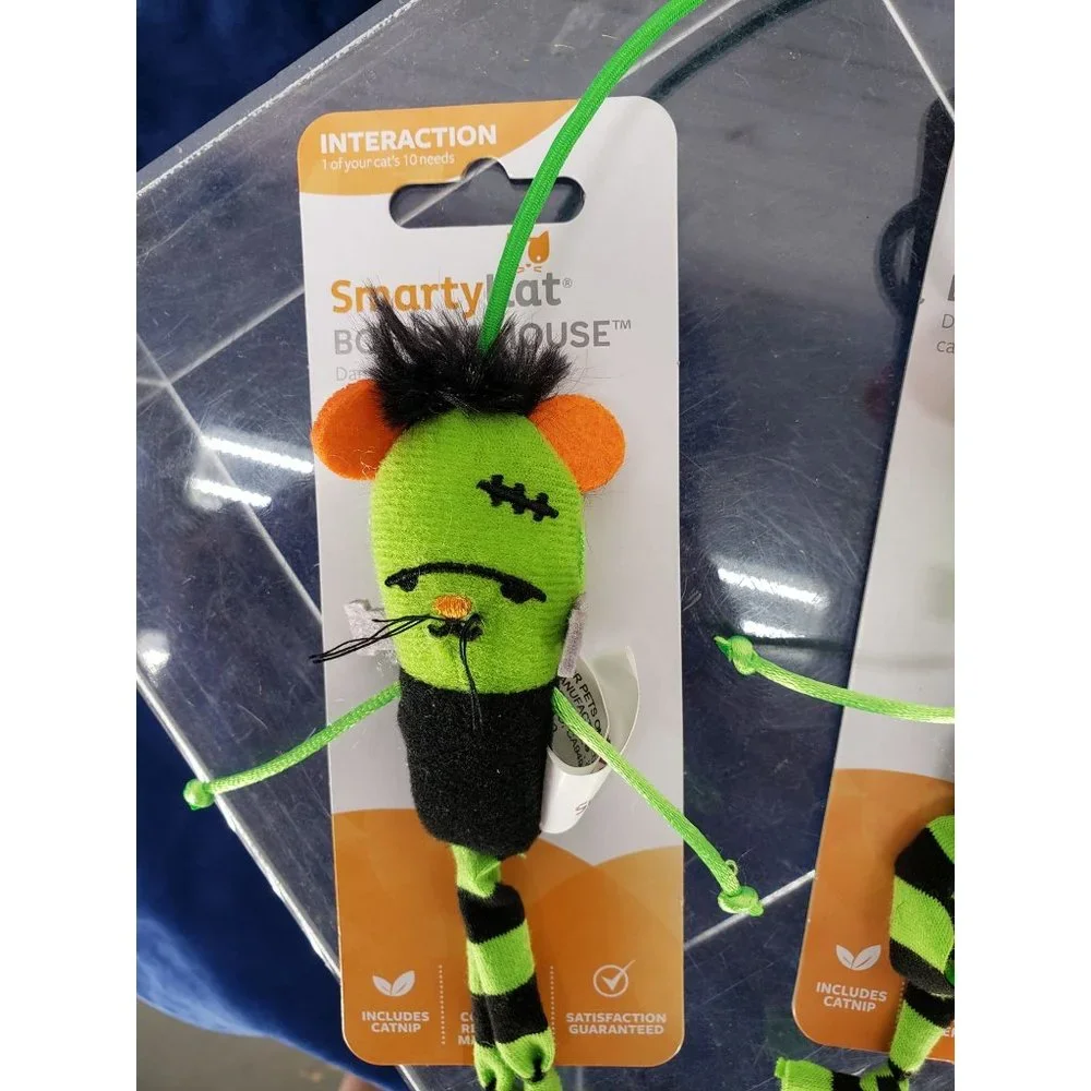 SmartyKat Bouncy Mouse Cat Toy Bungee Toy Frankenkitty Set‎ of 2